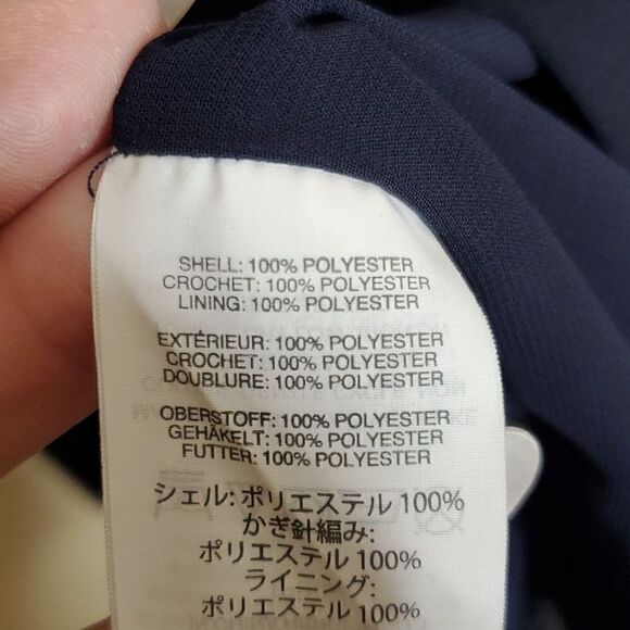 J.crew 6 Navy Blue Tiered Ruffle Top with Scalloped Lace Trim - Picture 6 of 8